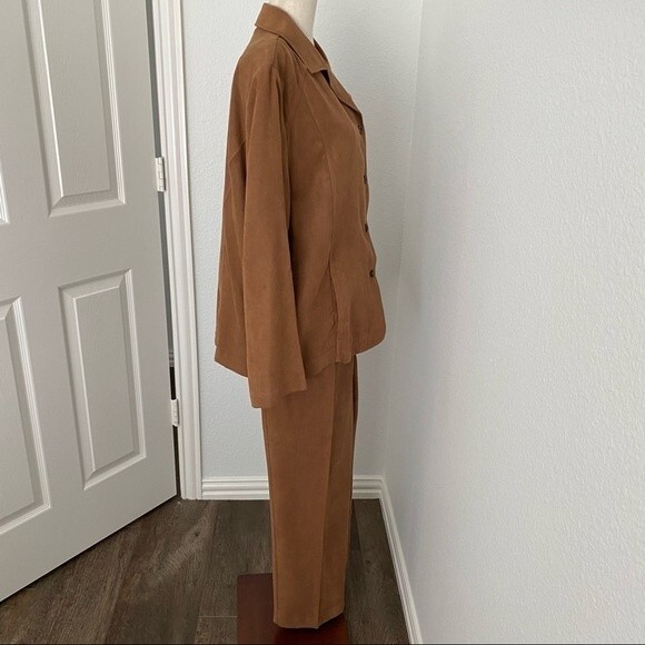 Drapers & Damons Faux Suede 3 Piece Chocolate Rust Purple Pants Set Size XL - Picture 2 of 16
